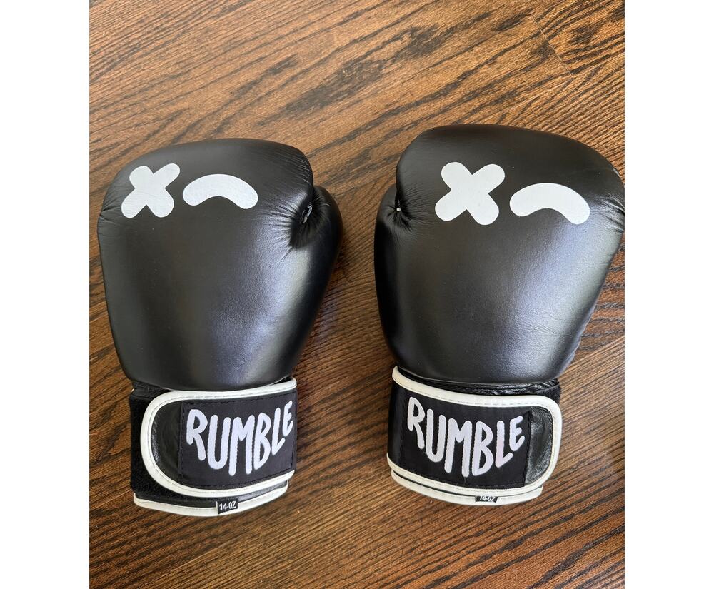 RUMBLE Sparring Wink Boxing Training Gloves Unisex Black White Leather 14 oz